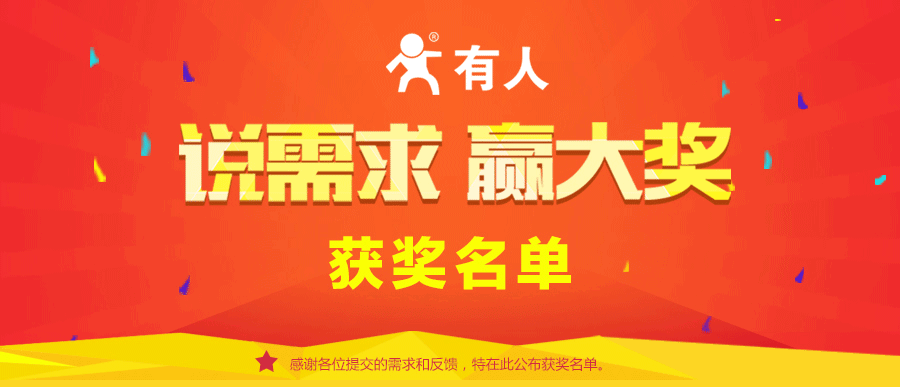 【说需求，赢大奖】活动结果公布啦