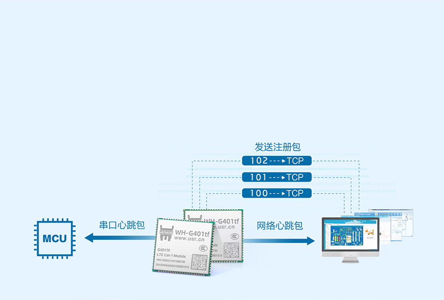 全能型cat-1？：注册包+心跳包